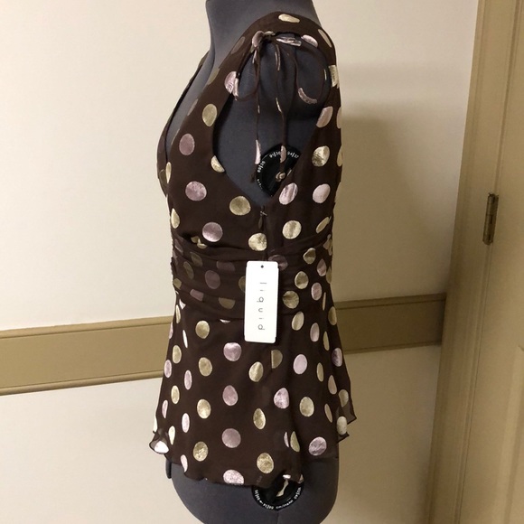 NEW Liquid silk sleeveless polkadot blouse size 4 - Picture 8 of 12